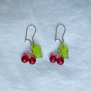 handmade 18k gold cherry earrings